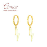 925 Silver Hoop Earrings Lightning Bee Eye Animal Charm Dangle Earring