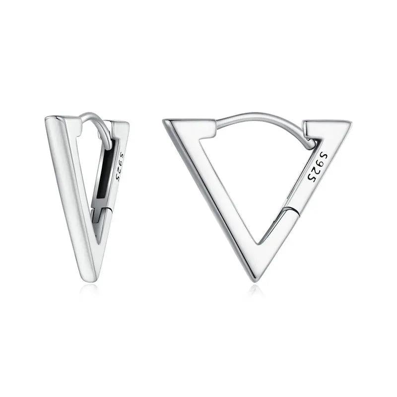 925 Silver Triangle Hoop Earring Geometry Plated Ear Buckles