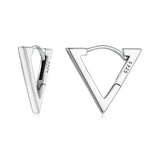 925 Silver Triangle Hoop Earring Geometry Plated Ear Buckles