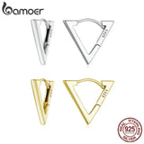 925 Silver Triangle Hoop Earring Geometry Plated Ear Buckles