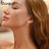925 Silver Triangle Hoop Earring Geometry Plated Ear Buckles