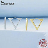 925 Silver Triangle Hoop Earring Geometry Plated Ear Buckles