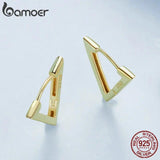 925 Silver Triangle Hoop Earring Geometry Plated Ear Buckles