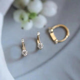 925 Silver Zircon Vertical Bar Ear Ring Girl Jewelry