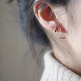 925 Silver Zircon Vertical Bar Ear Ring Girl Jewelry