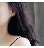 925 Silver Zircon Vertical Bar Ear Ring Girl Jewelry