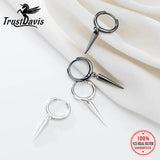 Trustdavis 925 Silver Small Stick Hoop Earrings For Women Wedding Jewelry Gift