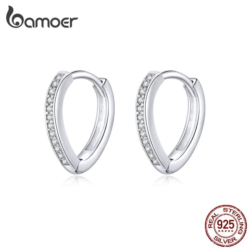 925 Sterling Silver Heart Ear Hoops Earrings for Women