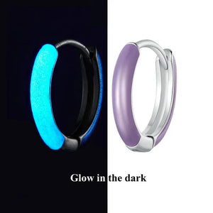 925 Silver Neon Cyber Punk Hoop Earrings Glow in the Dark
