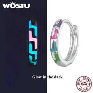 925 Silver Neon Cyber Punk Hoop Earrings Glow in the Dark