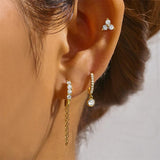 925 Silver Tassel Zircon Stud Hoop Earrings 18K Fine Jewelry Gift