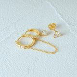 925 Silver Tassel Zircon Stud Hoop Earrings 18K Fine Jewelry Gift
