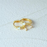 Sterling Silver Opal Zircon Hoop Earrings Women 18K Ear Bone Fine Jewelry
