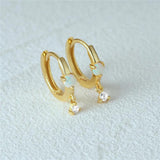 Sterling Silver Opal Zircon Hoop Earrings Women 18K Ear Bone Fine Jewelry