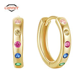 Rainbow Zircon 925 Silver Earring Hoop Wedding Party Aretes Fine Jewelry