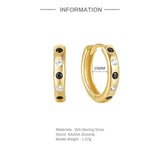 Rainbow Zircon 925 Silver Earring Hoop Wedding Party Aretes Fine Jewelry