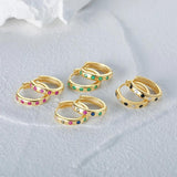 Rainbow Zircon 925 Silver Earring Hoop Wedding Party Aretes Fine Jewelry