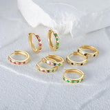 Rainbow Zircon 925 Silver Earring Hoop Wedding Party Aretes Fine Jewelry
