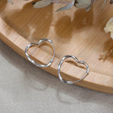 925 Silver Heart Hoop Earrings Minimalist Daily Wear for Women