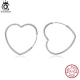 925 Silver Heart Hoop Earrings Minimalist Daily Wear for Women