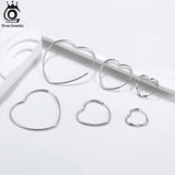 925 Silver Heart Hoop Earrings Minimalist Daily Wear for Women