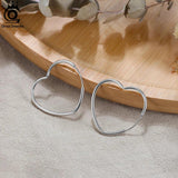 925 Silver Heart Hoop Earrings Minimalist Daily Wear for Women