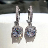 Silver 925 Diamond Earrings Crystal Women's Ear Drop Anniversary
