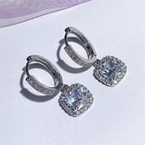 Silver 925 Diamond Earrings Crystal Women's Ear Drop Anniversary