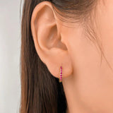 TrustDavis 925 Sterling Silver CZ Hoop Earring DA2716