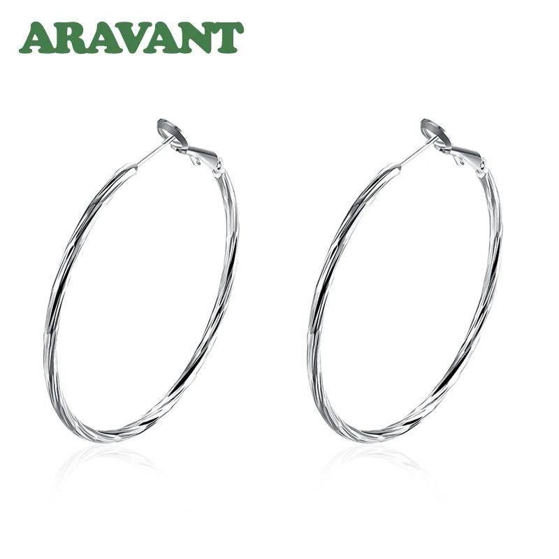 925 Silver Rose Hoop Earrings Women's Jewelry