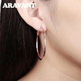 925 Silver Rose Hoop Earrings Women's Jewelry