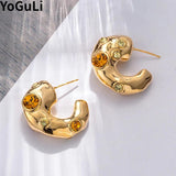 925 Silver Irregular Earrings Glass Ear Accessories