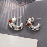 925 Silver Irregular Earrings Glass Ear Accessories