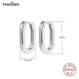 PANAOBEN Big Oval Hoop Earrings 925 Sterling Silver Circle Jewelry