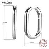 PANAOBEN Big Oval Hoop Earrings 925 Sterling Silver Circle Jewelry