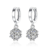 925 Silver Square Zircon Earrings Women Charm Jewelry