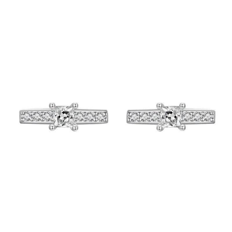 925 Silver Line Stud Earrings Zircon Sparkle for Women Engagement