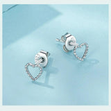 925 Silver Line Stud Earrings Zircon Sparkle for Women Engagement