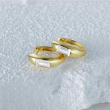 Zircon Hoop Earrings 925 Sterling Silver Plated Circle Round Huggie Earrings