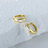 Zircon Hoop Earrings 925 Sterling Silver Plated Circle Round Huggie Earrings