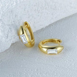 Zircon Hoop Earrings 925 Sterling Silver Plated Circle Round Huggie Earrings
