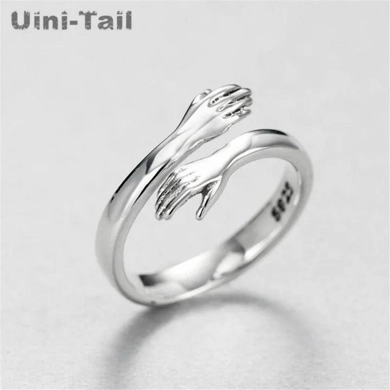 925 Tibetan Silver Love Hug Open Ring GN601