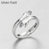 925 Tibetan Silver Love Hug Open Ring GN601