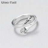 925 Tibetan Silver Love Hug Open Ring GN601