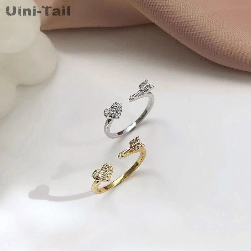 Uini-Tail 925 Tibetan Silver Arrow Love Micro-Inlaid Open Ring