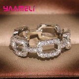 925 Silver Square Loop Wedding Band Ring with Cubic Zircon