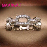 925 Silver Square Loop Wedding Band Ring with Cubic Zircon