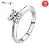 925 Silver CZ Wedding Rings for Women Princess Cut Solitaire Cubic Zirconia Enga