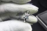 925 Silver CZ Wedding Rings for Women Princess Cut Solitaire Cubic Zirconia Enga