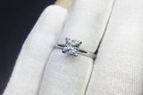925 Silver CZ Wedding Rings for Women Princess Cut Solitaire Cubic Zirconia Enga